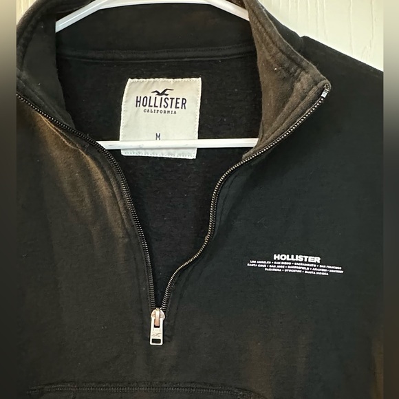 Hollister black 1/4 zip long sleeve cropped pullover sweatshirt women’s small - Picture 3 of 5